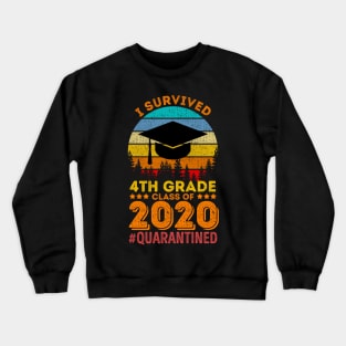 Vintage I Survived 4th Grade Funny Quarantine Graduation Class Of 2020 Quarantined Kids Boy Girls Gift Crewneck Sweatshirt